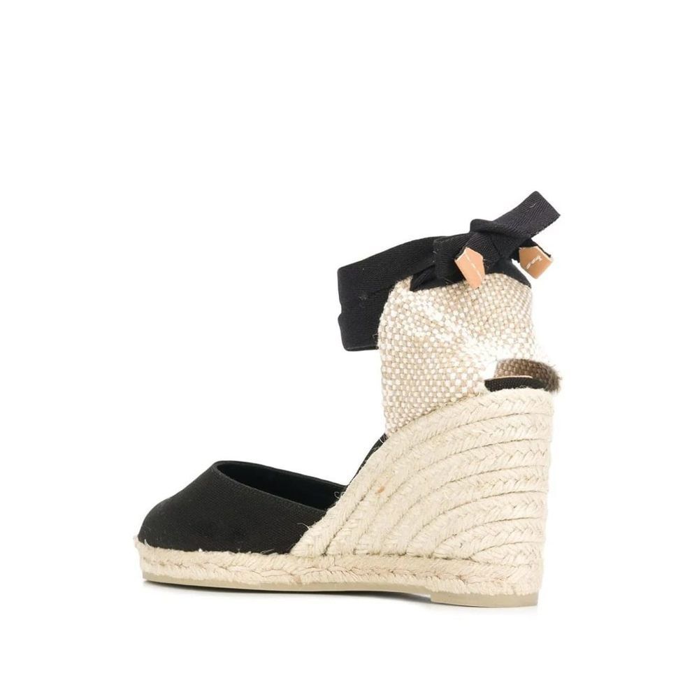 Castañer Women's CARINA/8/001 Espadrille Shovel Heel Black with Bow Closure 9.5